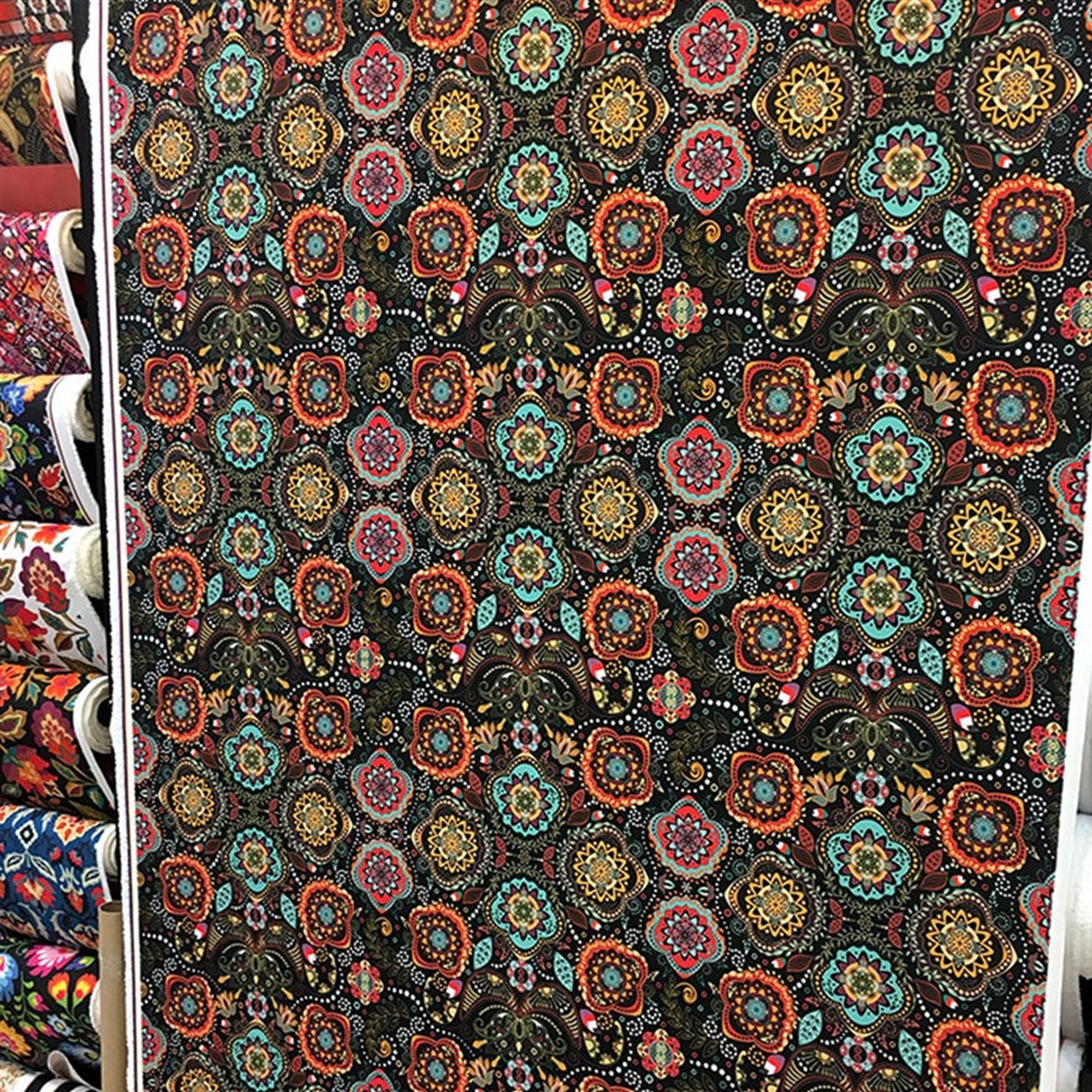 Authentic Boho Upholstery Fabric, Orange Geometric Fabric, Upholstery ...