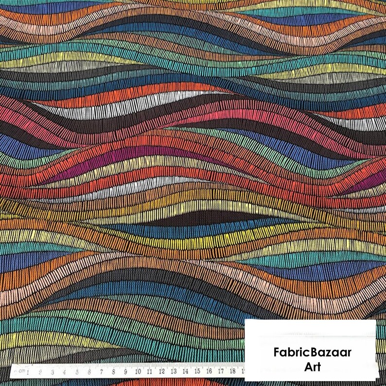Geometric colorful modern wave pattern fabric abstract ...