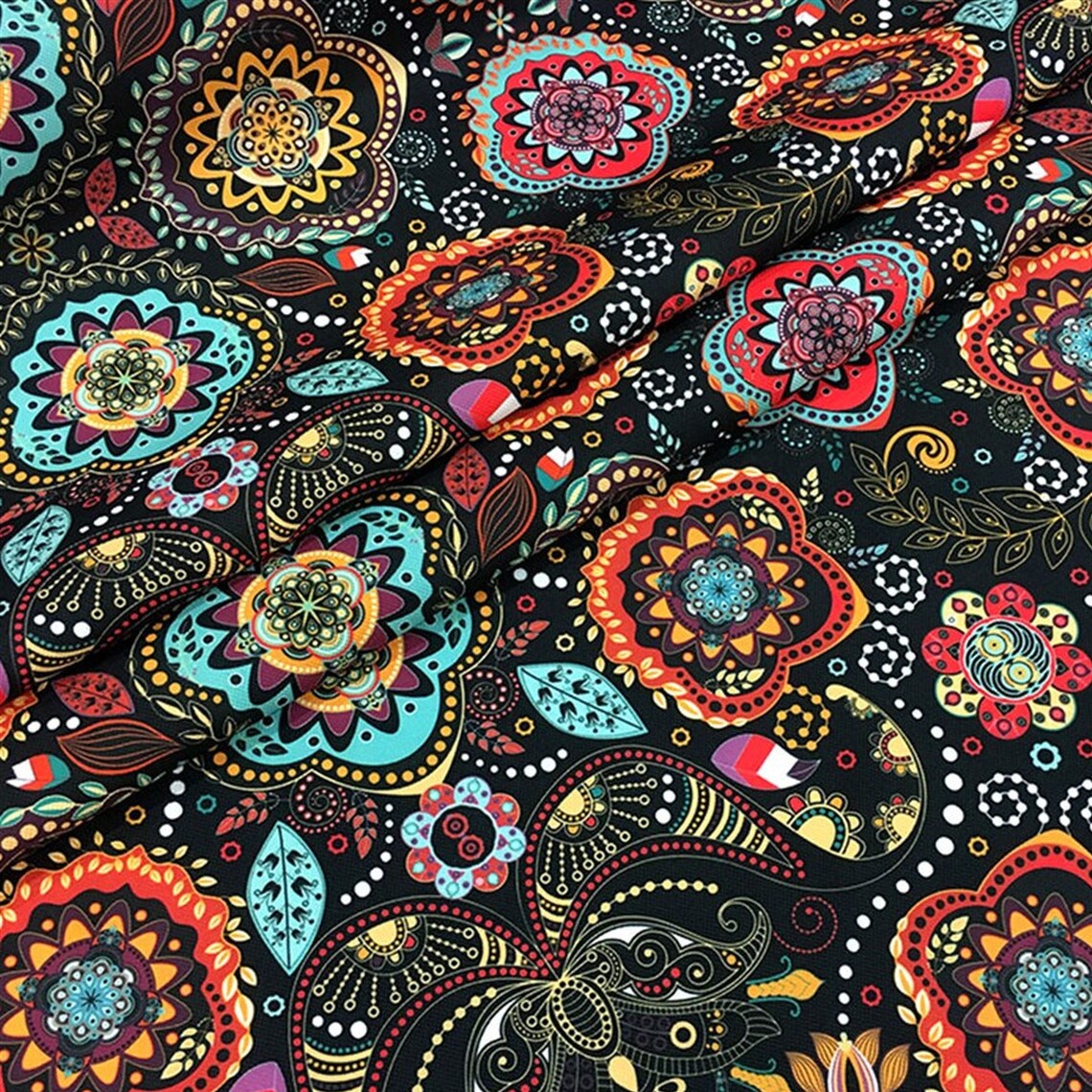 Authentic mandala print fabric colorful flower print fabric Etsy