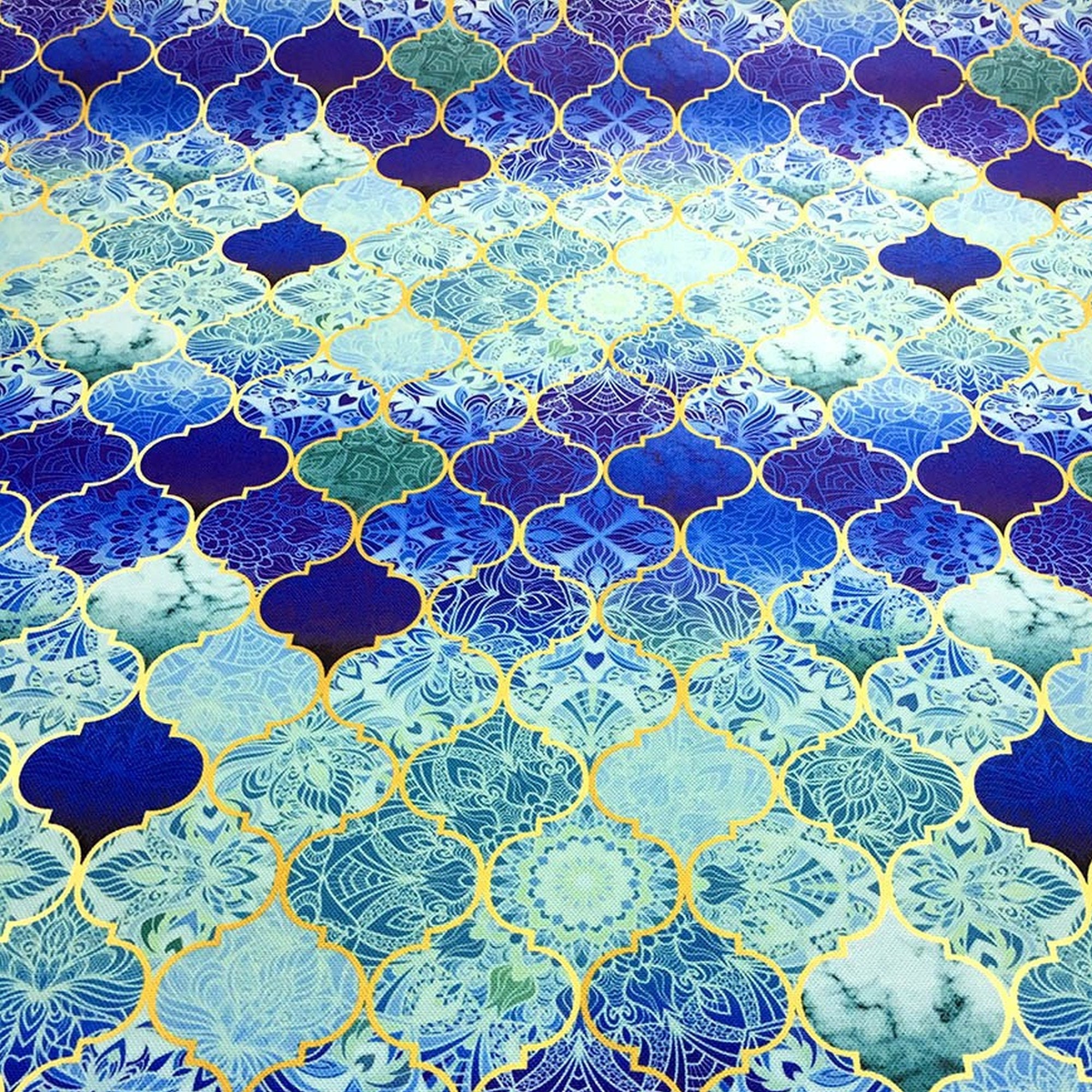 Moroccan by the Yard Upholstery Fabric Blue Turquoise Decor for Curtain ...