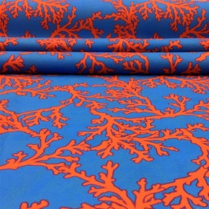 Red Blue Coral Reef fabric by the yard ocean sea upholstery fabric, summer decor for upholstery, chair sofa couch fabric
