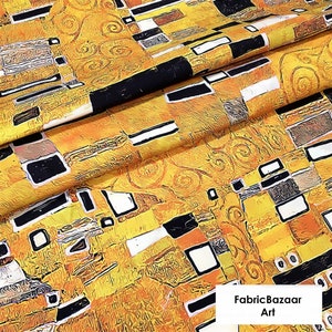 Gustav klimt -The Kiss print fabric for canvas frame, fabric panel, Fabric for upholstery, cushion fabric, chair fabric