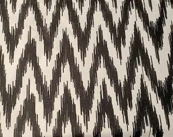 black white Chevron fabric, black white  zig zag fabric, black white upholstery fabric , vintage zigzag, by the yard fabric