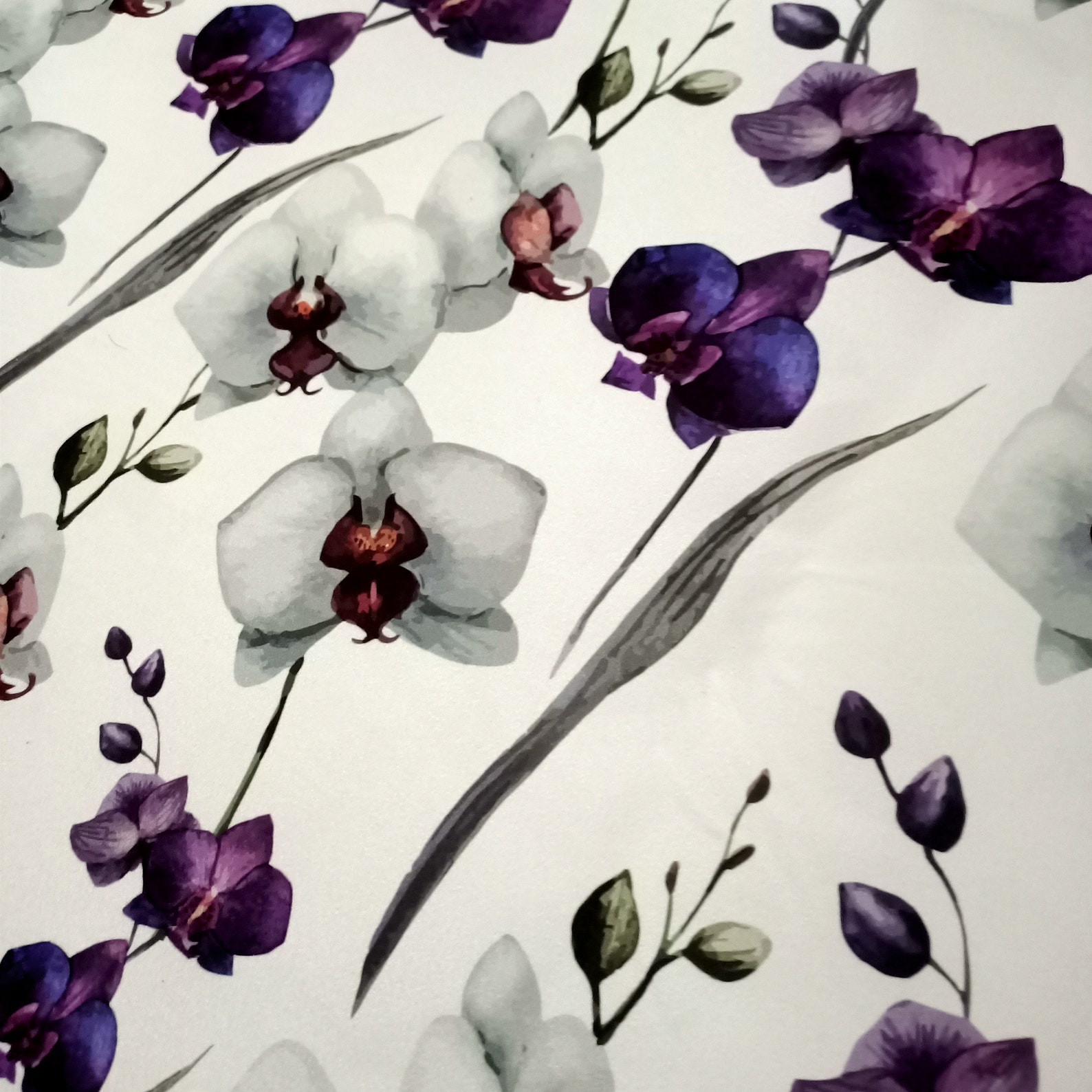 Orchid Fabric for Home Textile Purple and White Orchid Cafe Etsy