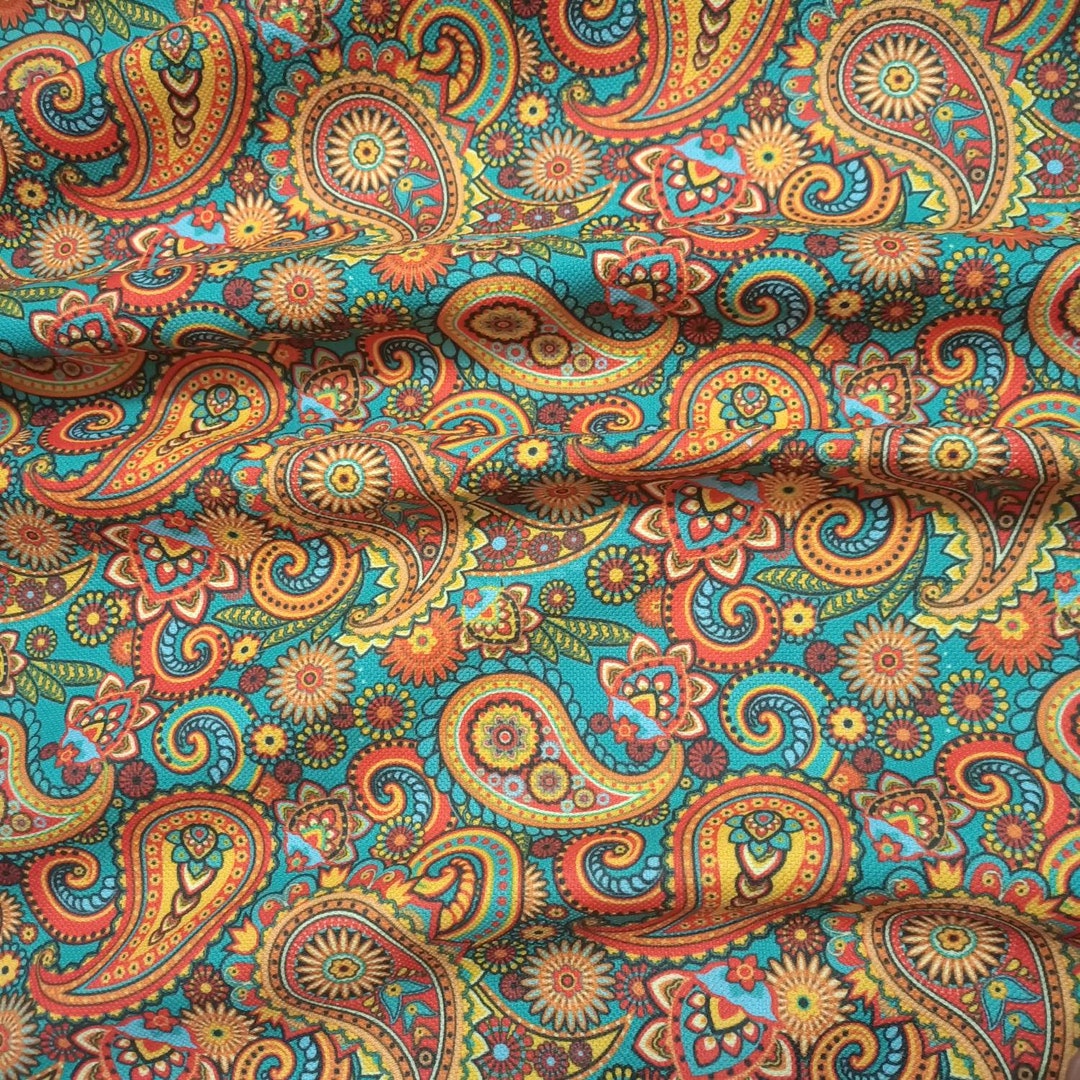 Hippie Paisley Fabric Orange Brown Paisley Fabric1960s 1970s - Etsy