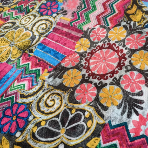 Suzani Pattern Print Boho Fabric, Upholstery Fabric by the Yard, Ethnic Bohemian  Fabric 