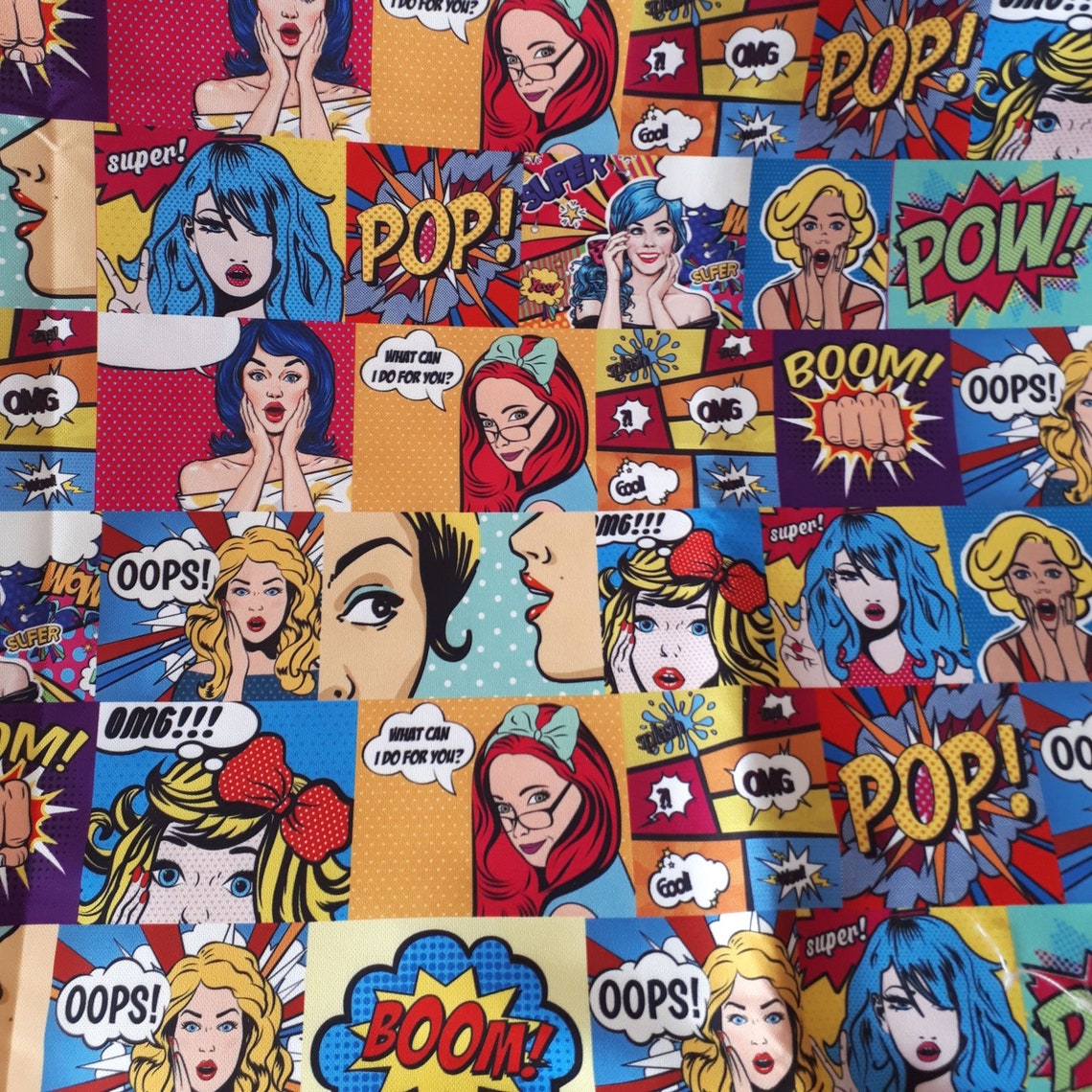 Pop Art Comic Art Book Print Fabric Woman Man Print Fabric | Etsy
