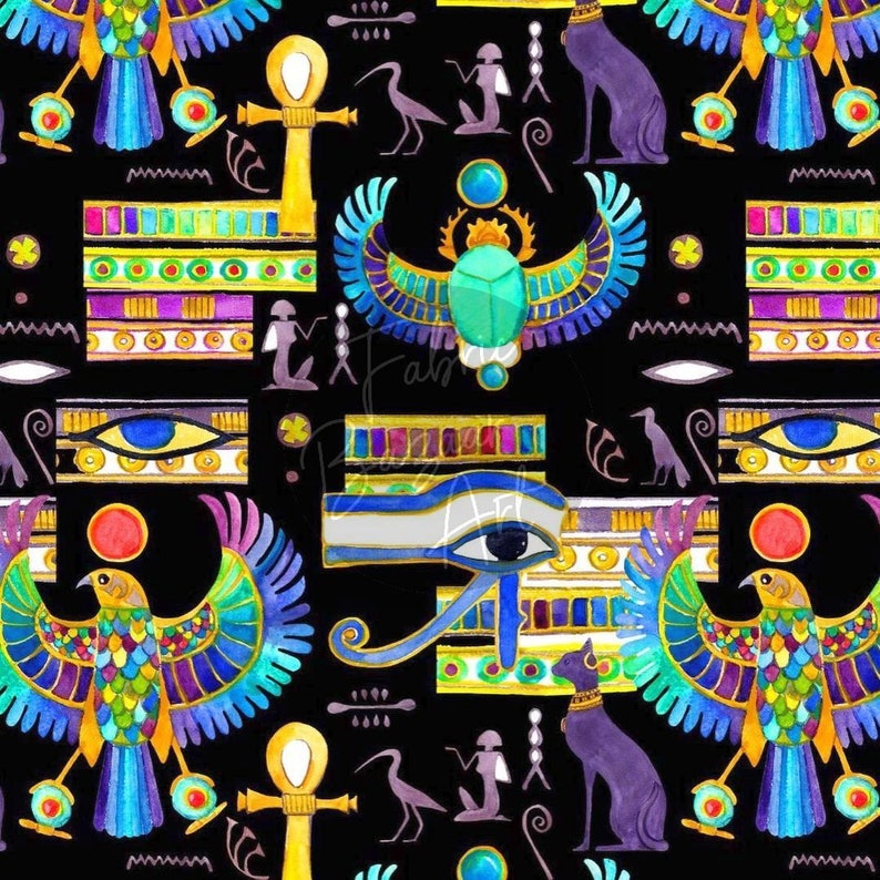 Egypt Fabric Eye of Horus Fabric Antique Egypt Fabric Etsy