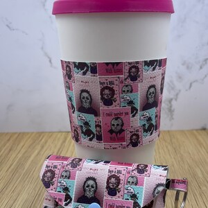 Bijpassende cup sleeve en kaart/geldhouder sleutelhangerset