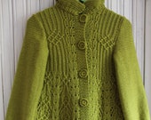 Coat laced jacket for teen girl button handmade color spring green. To order