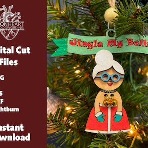 Jingle My Bells - Mrs Claus - drôle de décoration de Noël - ornement SVG - fichier laser - Glowforge - drôle - adulte