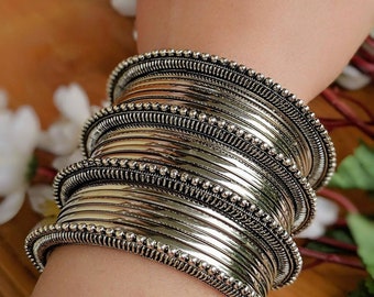Oxidised Silver Bangles Set 2024 www.alhudapk