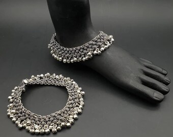 thick silver anklets
