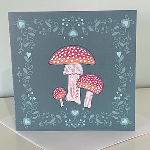 Carte de voeux champignons, champignons vénéneux