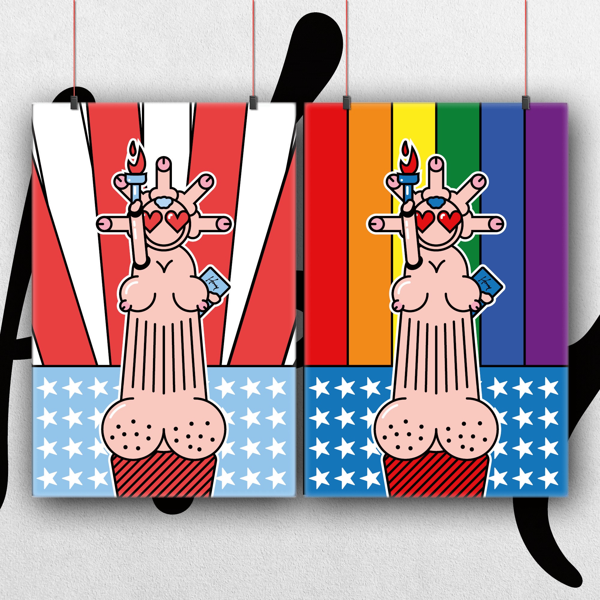 XXL PRINT Statue of Liberty Statue of Horny Pop Art - Etsy