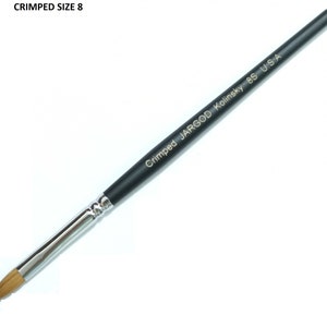 CRIMPED Professional Acrylic Nail Brush Synthetic Bristles for Acrylic Powder Application, Precision Nail Art Tool Nail Supplies Size 8