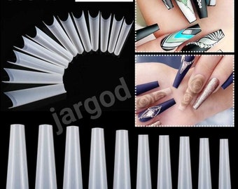 XXL Flat French Tips  Half Cover False Nail Tips | Nail Art | Fake Nails | False Nails | Nail Supplies 500pcs by Jargod
