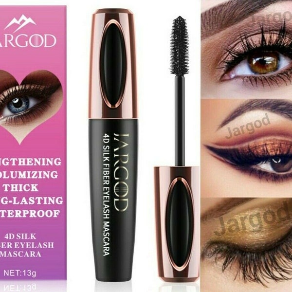 4D Silk Fiber Lash Mascara Extension Voluminous Eyelashes ,Long-Lasting ,No Smudging ,No Clumping, Vegan ,Gluten & Cruelty-Free Black Jargod