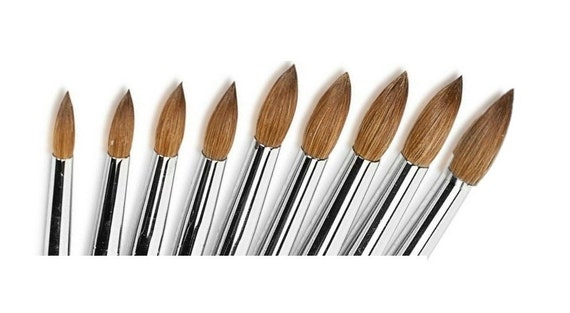CRIMPED Professional Acrylic Nail Brush Synthetic Bristles for Acrylic Powder Application, Precision Nail Art Tool Nail Supplies