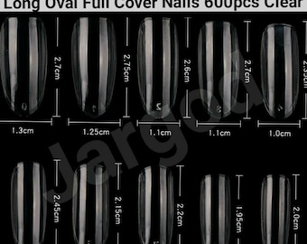 Oval Full Cover Long Oval Full Cover Nail Tips | Nail Art | Fake Nails | False Nails | Glue On Nails | Nail Supplies 600pcs by Jargod