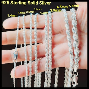Italian 925 Sterling Silver Solid Rope Chain Necklace for Men and Woman Unisex Italy by Jargod