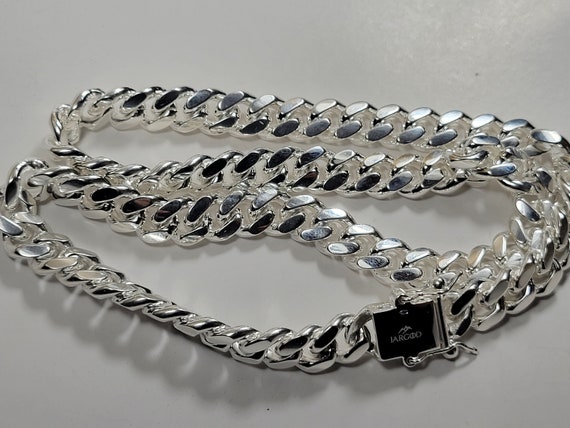 アクセサリー SILVER925 MIAMI CUBAN CHAIN 60cm Solid 925 Sterling Silver Miami Cuban Chain Necklace Box Lock