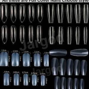 Full Cover Nails Tips/Long Ballerina/Long Coffin/Oval/ Long Almond Nails Press On Nails Supplies False Fake Nail Choose 100/120Pcs Jargod