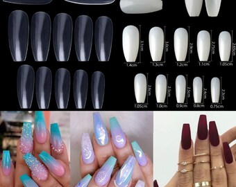 Long Coffin Ballet Full Cover Nail Tips | Nail Art | Fake Nails | False Nails | Nail Supplies  Choose 100/600pcs By Jargod