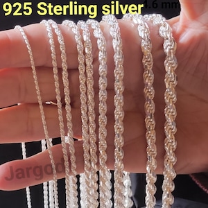 Silver 925 Sterling Silver Solid Rope Chain Necklace Diamond Cut for Men and Woman Unisex Made in Italy by Jargod