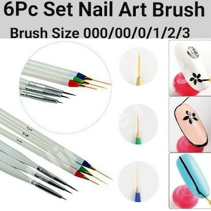 6 pcs Nail Brush Set for Detailing Striping Nail Art Brushes, liner brush, Painting Brushes set/ Thin Fine Line Drawing