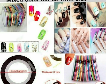 30Pcs Mixed Colors Rolls Striping Tape Line DIY Nail Art Tips Decoration Sticker Jargod