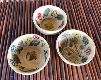 Small  seven spices 3  serving bowls, Judaica ceramic handmade ,Israeli art  ,holidays gift.