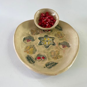Keramik Fülle Tablett mit einem Schüssel-Set, Servierteller mit Stern und sieben Gewürze Dekoration Judäa persönliches Geschenk aus Israel.