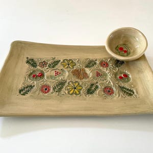 Keramik Fülle Serviertablett mit einem Schüssel-Set, handgefertigten Teller mit Granatäpfeln und 7 Arten Dekorationen Jejuda jüdischen Geschenk,israelische Kunst.