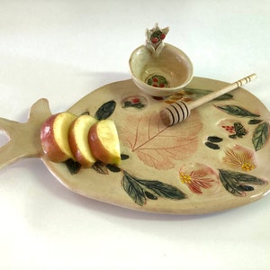 Jejuda Keramik Servierteller Set, Fülle Servierteller, jüdischen Hochzeitsgeschenk, Granatapfel Jejudaica Schale Tablett, jüdischen Keramik Kunst.