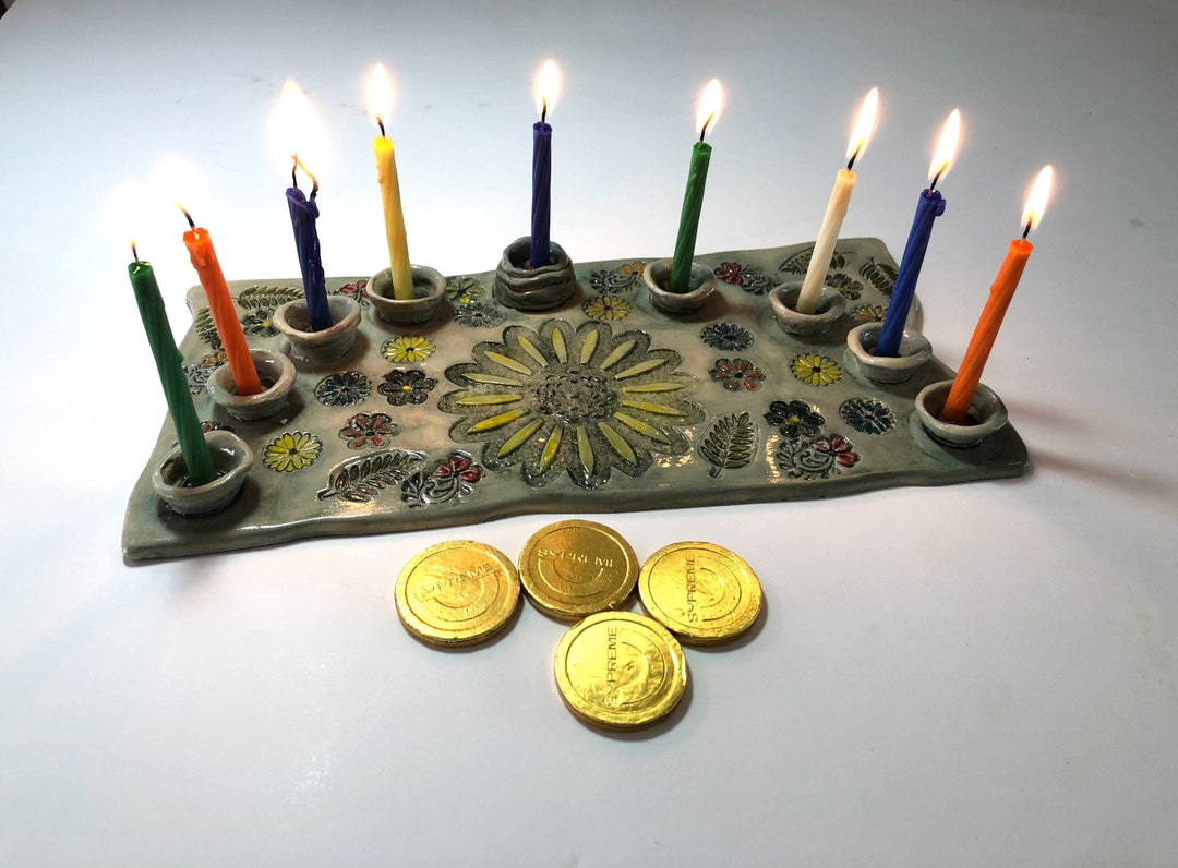 Menorah Ceramic Kosher Chanukkiah, One of a Kind Handmade , Unique