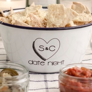 Personalised Date Night Bowl - Engraved Enamel Bowl