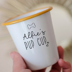 Personalised Pet Dog Puppuccino Enamel Tumbler