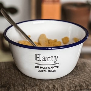 Personalised Cereal Killer Bowl - Engraved Enamel Breakfast Bowl