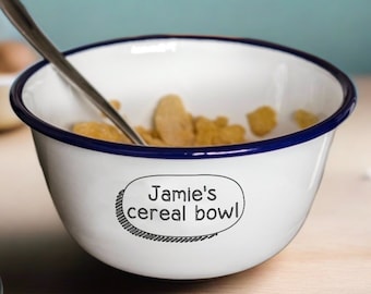 Personalised Cereal Bowl - Engraved Enamel