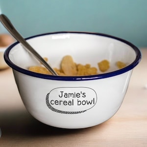 Personalised Cereal Bowl - Engraved Enamel