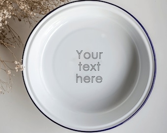 Your Text Here - Engraved Enamel Pie Dish