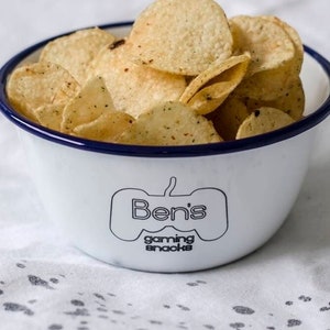 Personalised Gaming Snacks Bowl - Engraved Enamel