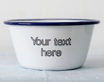 Your Text Here - Engraved Enamel Snack Bowl - Personalised Bowl For Popcorn, Crisps, Cereal etc