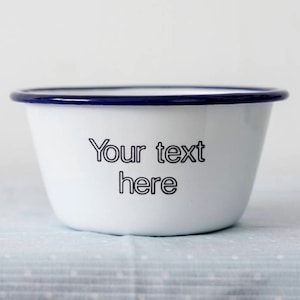 Your Text Here - Engraved Enamel Snack Bowl - Personalised Bowl For Popcorn, Crisps, Cereal etc