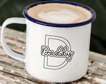 Personalized Enamel Camping Mug, Initial & Name Mug, Father's Day Gift