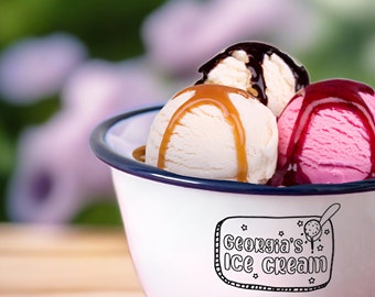 Personalized Enamel Ice Cream Bowl, Custom Dessert Bowl