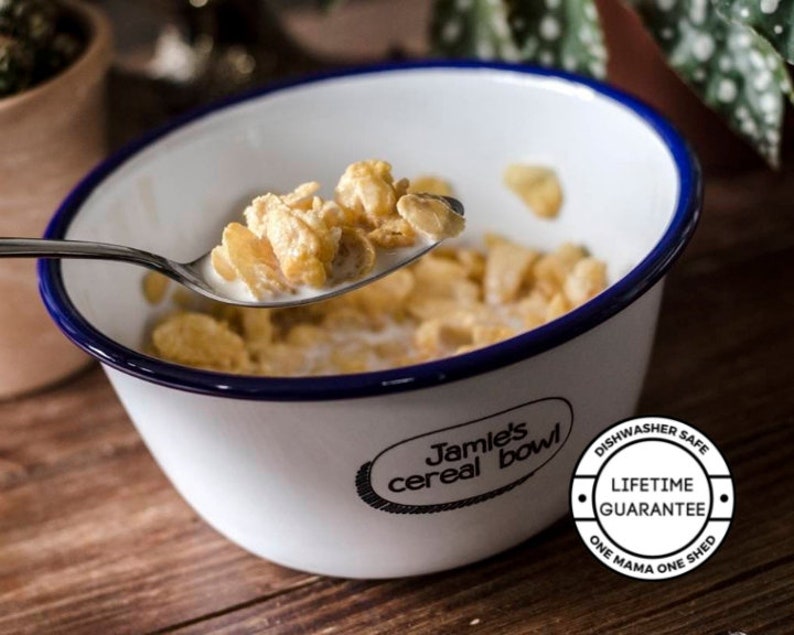 Personalised Cereal Bowl Engraved Enamel Etsy UK