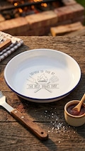 Personalised BBQ Plate - Enamel Father's Day Gift - Custom Engraved Barbecue Dish for Dad - Durable Outdoor