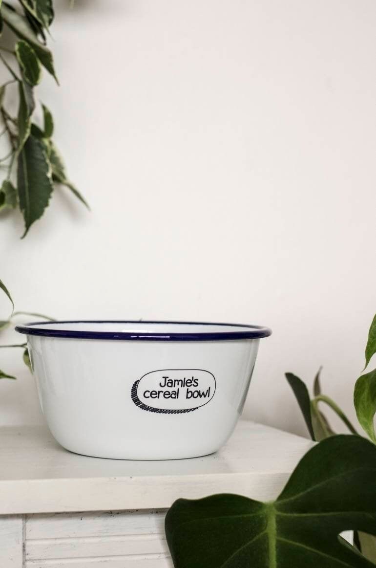 Personalised Cereal Bowl Engraved Enamel Etsy UK